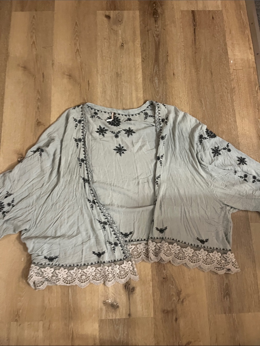 Light Sage Lace-Trim Women's Cardigan